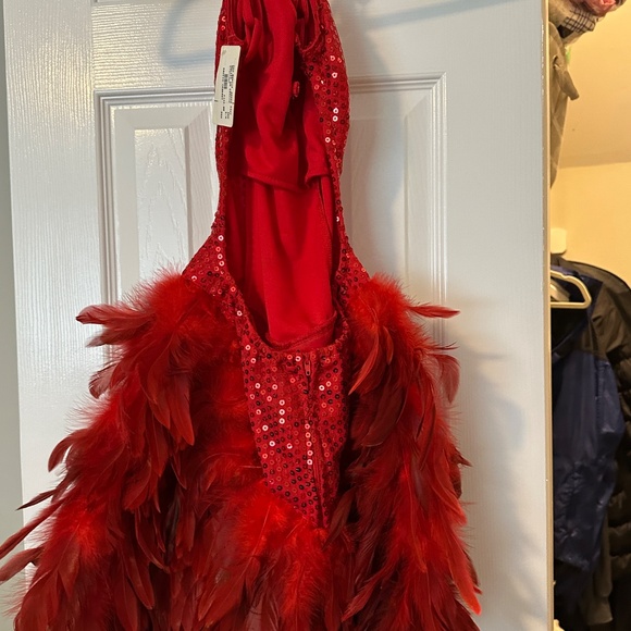 NWT Red Sexy Feather Dress - Picture 2 of 3